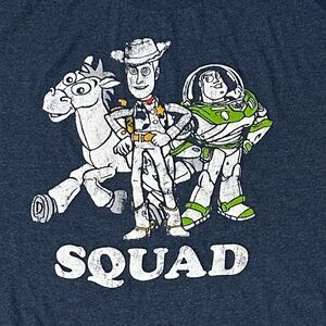 Toy Story Adult XL T Shirt Woody Buzz Lightyear Squad Disney Pixar Blue Soft Tee
